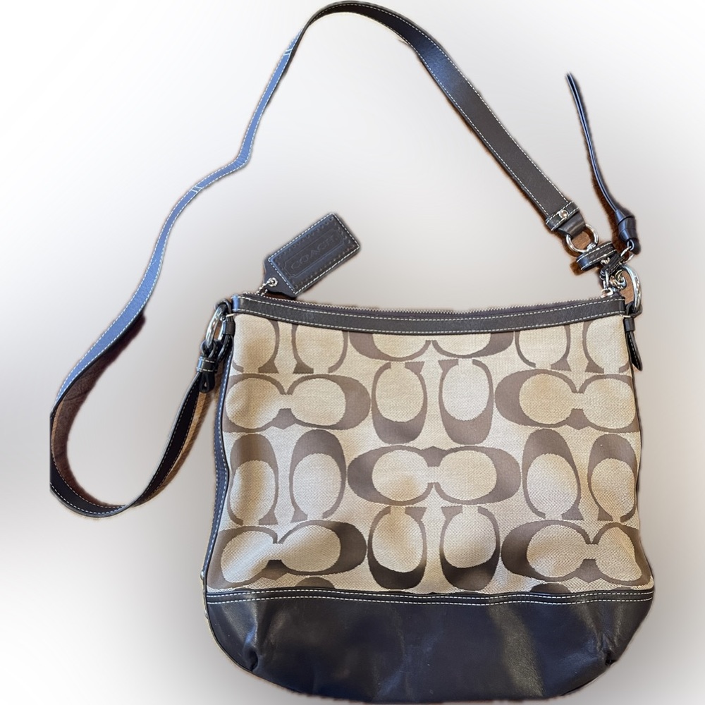 Coach Signature Park Duffle in Khaki w./ Dark Brown Leather - Picture 2 of 10